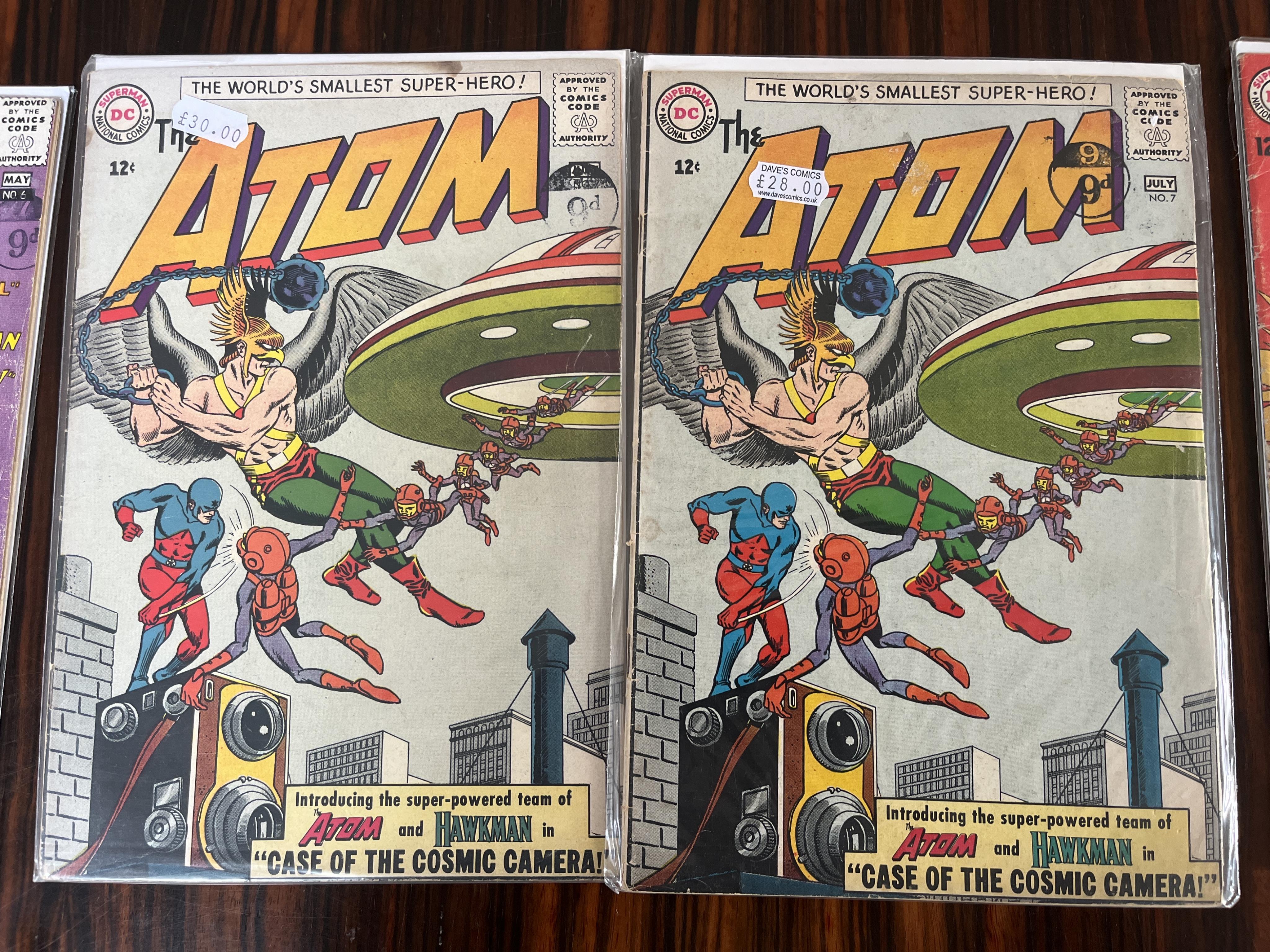 DC comics, The Atom, 1963-1968, 27 issues between #6–38, comprising, #6, #7 [minor key] x2, #8 x2, #9, #11, #12, #13 x2, #14 x2, #15, #16 x2, #17 x2, #20 x2, #23, #25, #28, #29 [minor key], #36 x2, #37, #38, and , The At